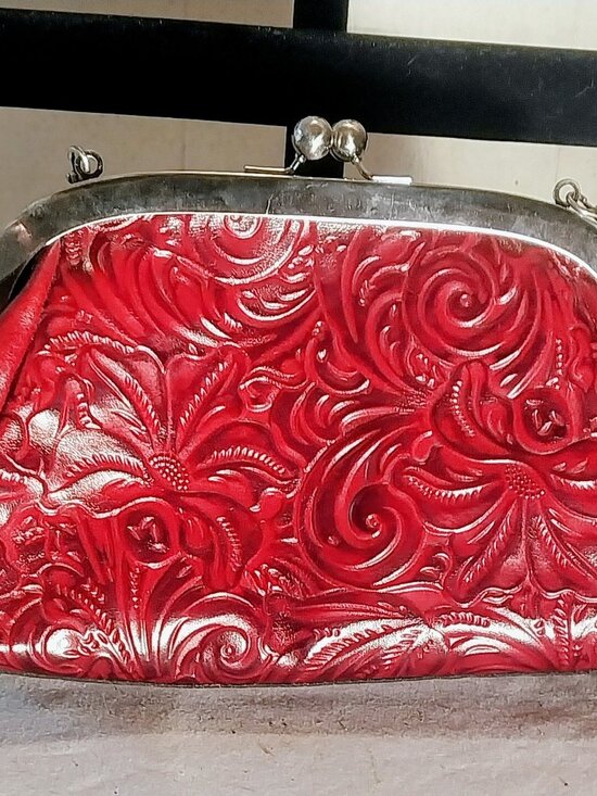 Patricia Nash Handbags - NWT Patricia Nash Leather Mia Frame Handbag Tooled Oxblood Red 15.5X10.5X5